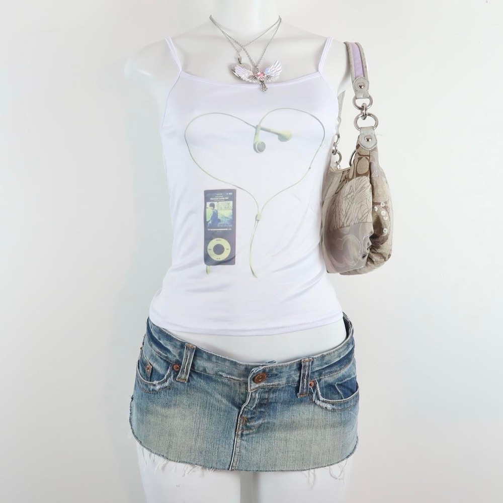 y2k ipod tank | 2000s mp3 player graphic cami | nostalgic music ribbed tank